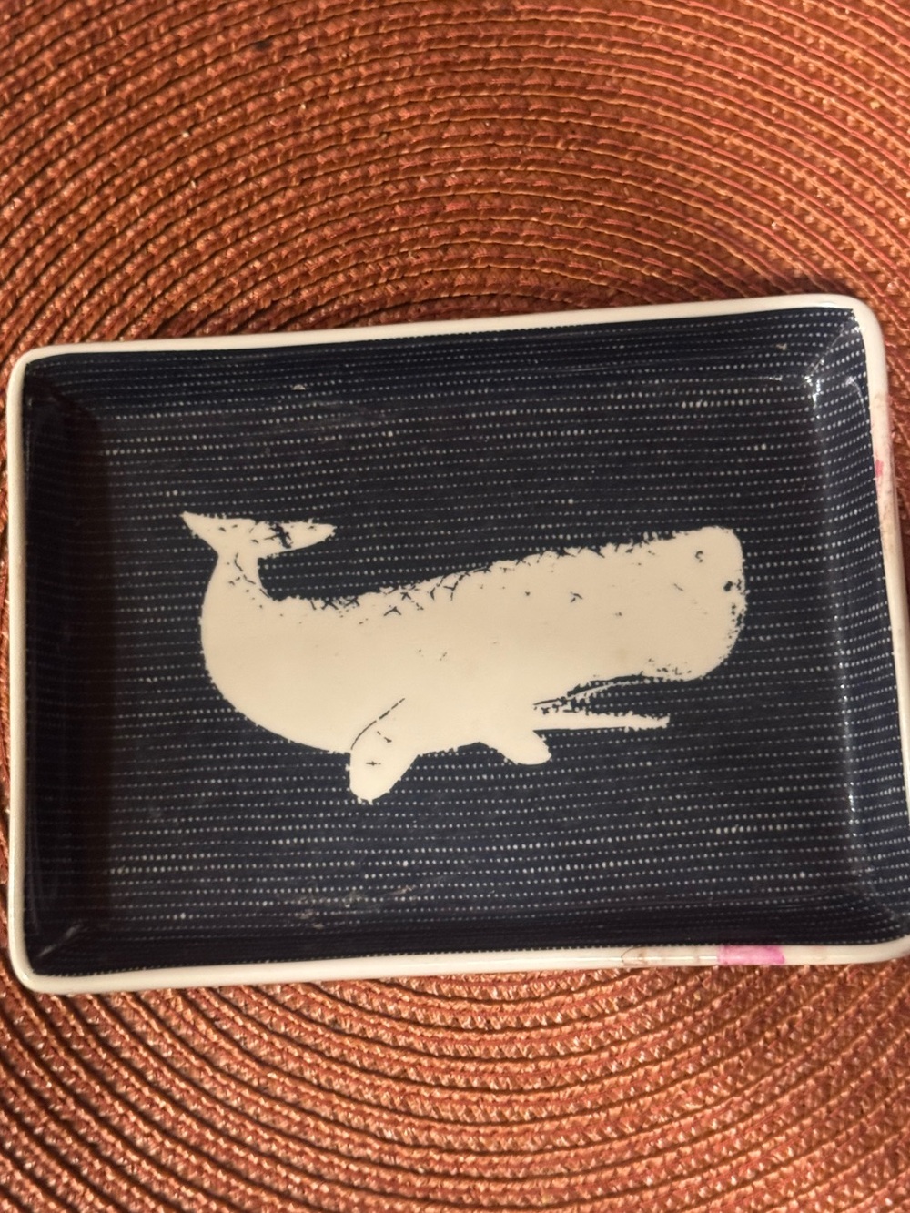 J.Crew Ceramics Navy Whale Catch-All Tray 4x6", Nautical Jewelry Dish
Genuine